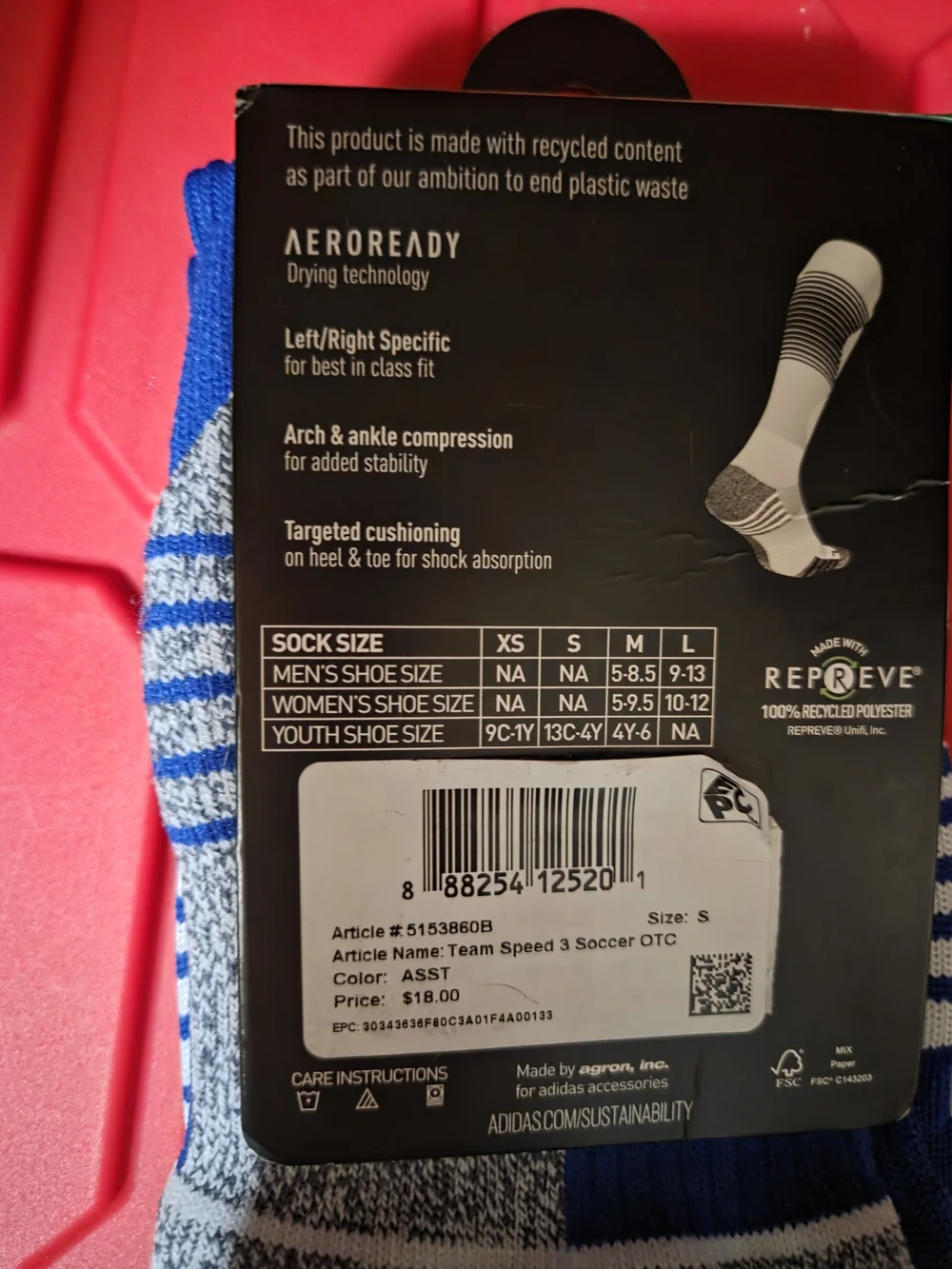Adidas Team Speed Soccer Socks - Size S